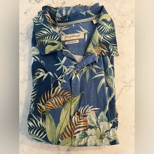 Tommy Bahama Shirt Mens 2XL Island Zone Blue Floral Silk Hawaiian Resort EUC